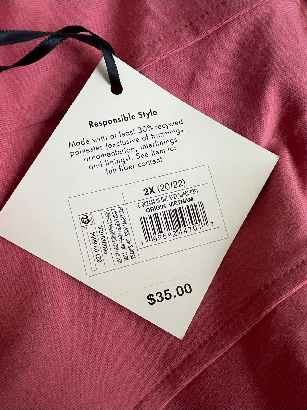 Ava & Viv Short Sleeve Seamed Knit Midi T-Shirt Dress - Pink 2X - Picture 2 of 3